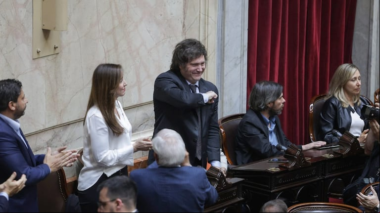 Javier Milei en el Congreso, durante la Asamblea Legislativa. (Foto NA: Daniel Vides).