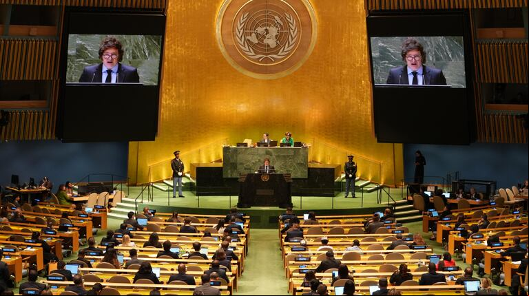 Javier Milei se presentó por primera vez frente a la Asamblea General de la ONU. (Foto: Presidencia).