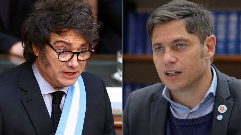 Javier Milei y Axel Kicillof (Fotos: REUTERS/NA).
