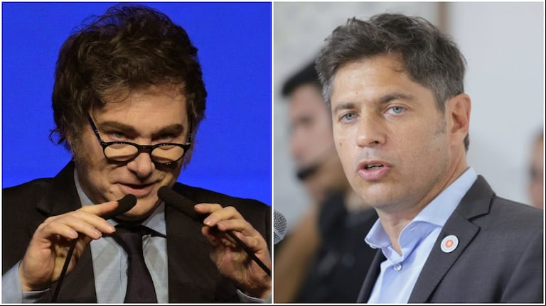 Kicillof repite a propios y ajenos que el único rival es el gobierno de Javier Milei. (Foto: AFP/Gobierno PBA).
