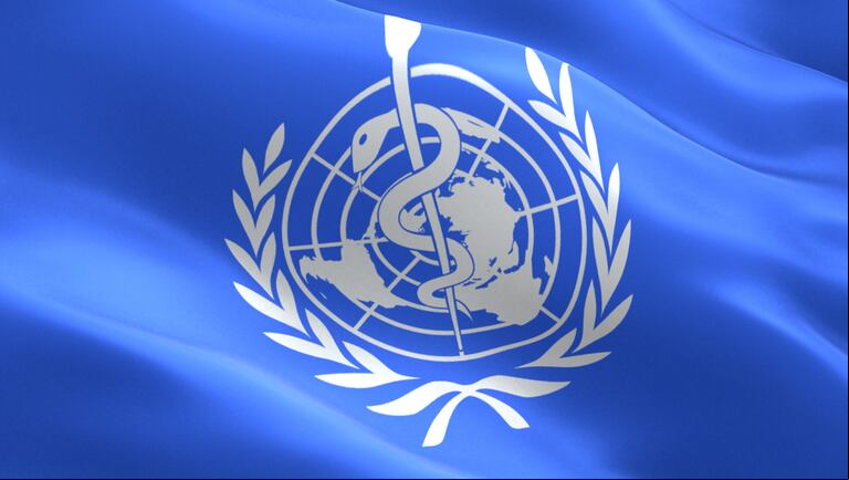 La bandera de la Organización Mundial de la Salud (OMS)