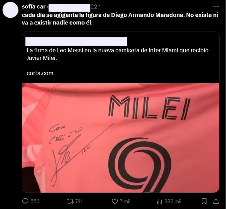 La camiseta firmada del Inter Miami generó muchas críticas contra Lionel Messi. (Foto: captura de Twiter/Sofía Car.)