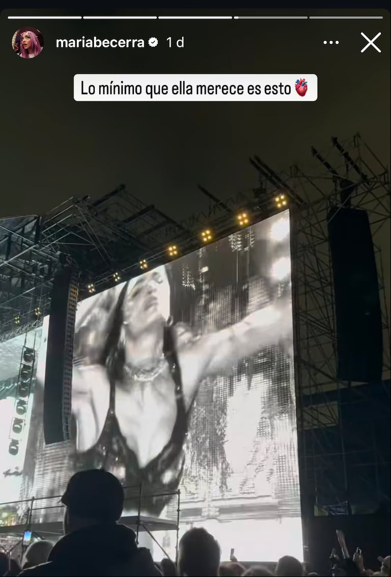 La cantante fue uno de los shows en Vélez. (Fuente: Instagram/mariabecerra)
