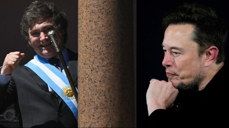 La cercanía entre el libertario y el multimillonario nacido en Sudáfrica no es un secreto. (Fotos: Reuters/Kirsty Wigglesworth - Luis Robayo – TN Tecno)