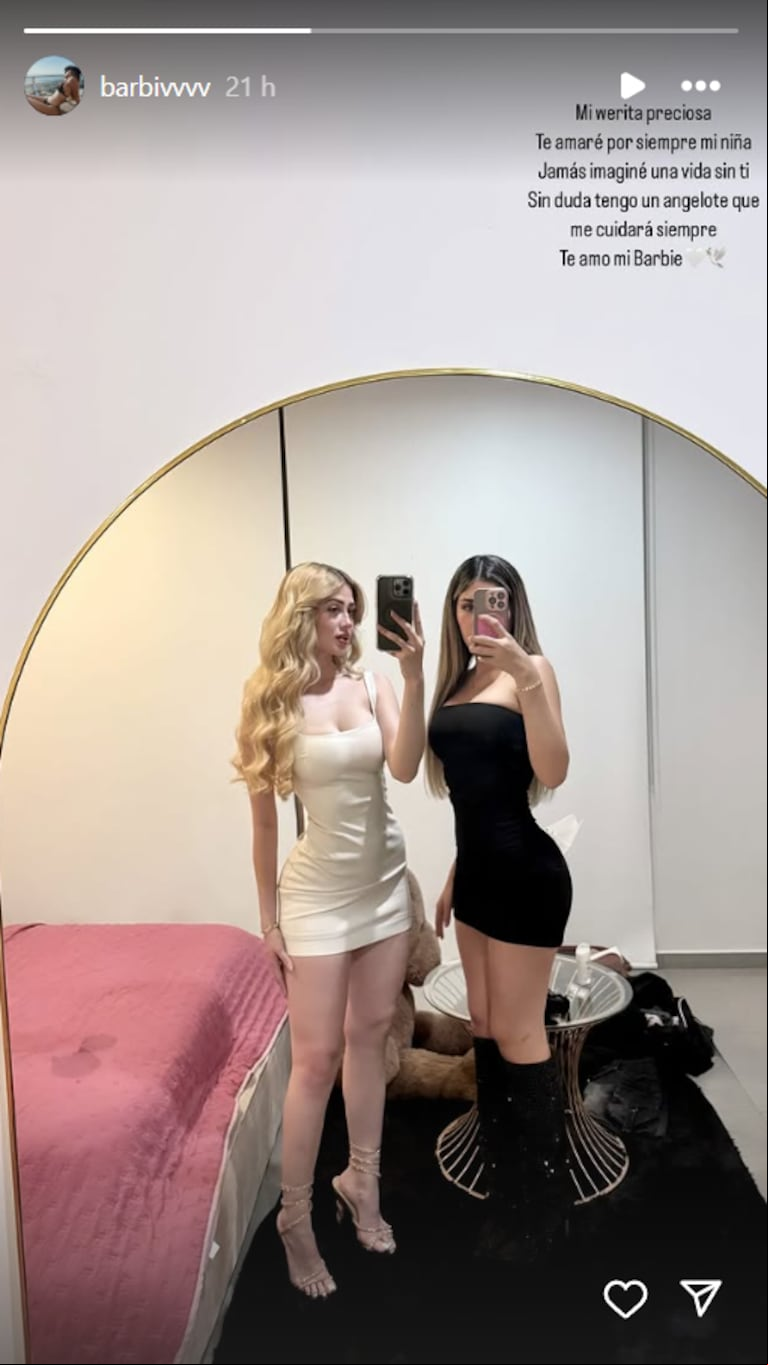 La despedida de Vivian De La Torre a Valeria Márquez. (Foto: Instagram/@barbivvvv)
