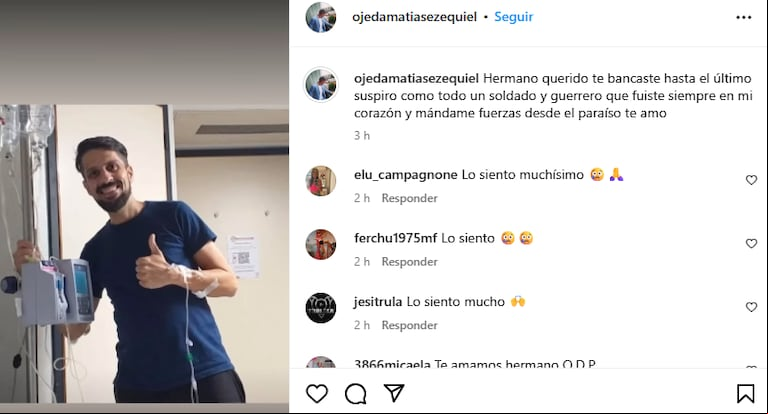 La despedida del hermano de Luciano Ojeda (Foto: Instagram/ @ojedamatiasezequiel).