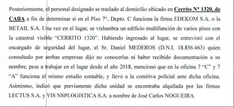 La empresa Betail, sobre la que no hay información sobre su actividad. Foto: TN. 