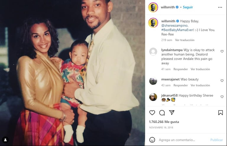 La foto con la que Will Smith saludó a su exesposa, Sheree Zampino (Foto: Instagram / willsmith)