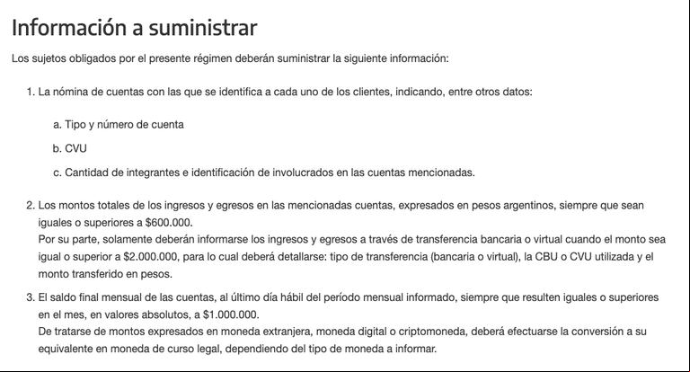 La información oficial de la ARCA (Foto: ARCA).