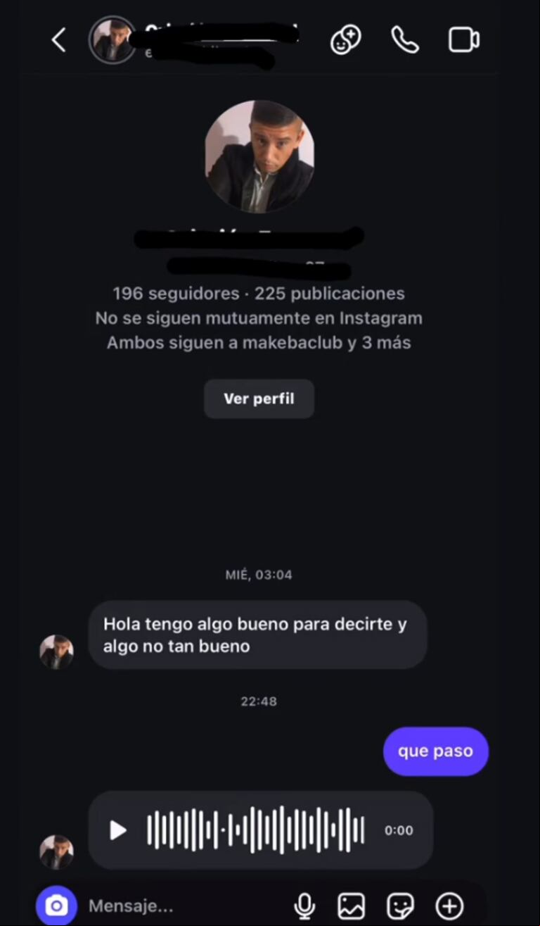 La joven compartió el chat con su "irador" y se hizo viral. (Captura: TikTok/@feffimarangoni)