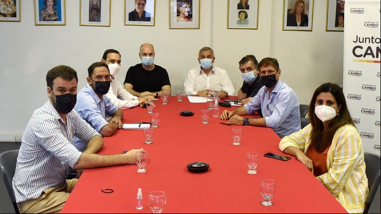 La Mesa Nacional de Juntos por el Cambio se reunió este martes luego de que se cayera el encuentro con Martín Guzmán por la deuda (Foto: JxC).
