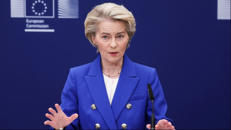 La presidenta de la Comisión europea, Ursula von der Leyen, anunció un plan de rearme (Foto: REUTERS/Yves Herman).