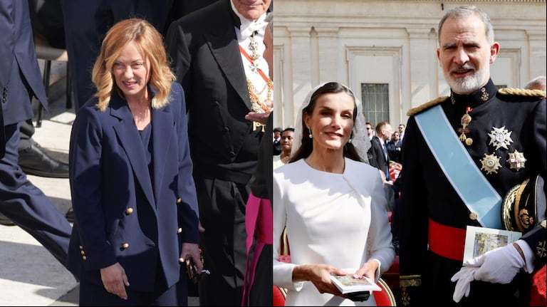 La primera ministra de Italia, Giorgia Meloni, y los reyes de España estuvieron presentes en la misa de entronización del papa León XIV. (Foto: AP/EFE).
