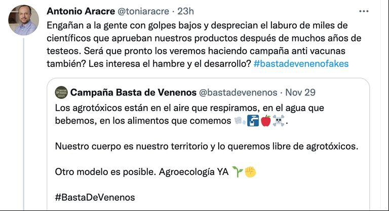 La respuesta del CEO de la multinacional. Foto: Twitter @toniaracre.