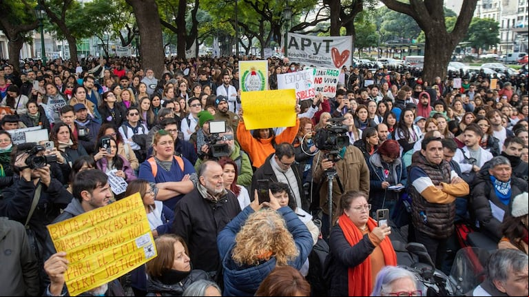 La semana pasada, los médicos del Hospital Garrahan protestaron frente al Ministerio de Salud. (Foto: NA - Damián Dopacio)