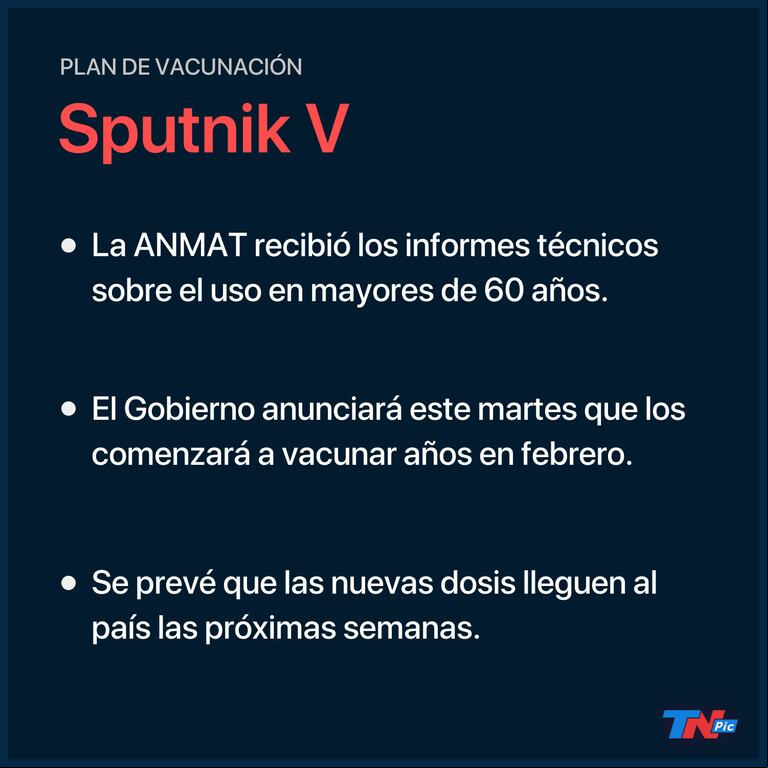 La Sputnik V comenzará a aplicarse a mayores de 60 años desde febrero