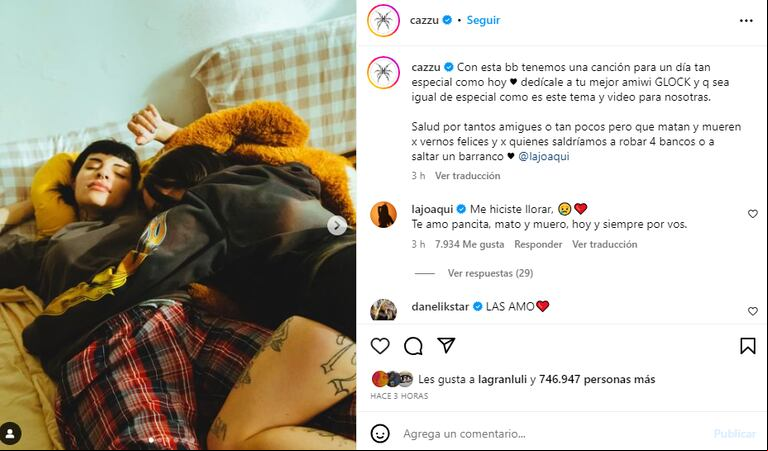 Las cantantes y su fuerte amistad. (Fuente: Captura Instagram/Cazzu)