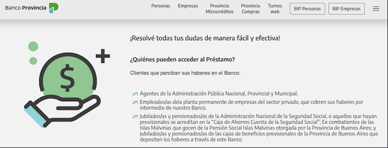Las características del préstamo del Banco Provincia (Foto: Banco Provincia).