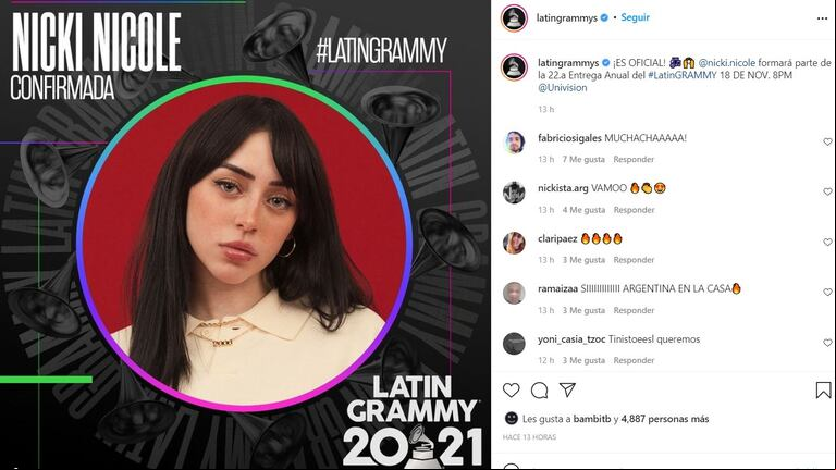 Latin Grammy 2021: Nicki Nicole y Nathy Peluso cantarán junto a Christina Aguilera 