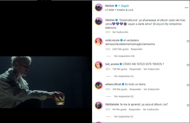 Lit Killah anunció en Instagram la salida de "Dreams & Love" (Foto: redes sociales).
