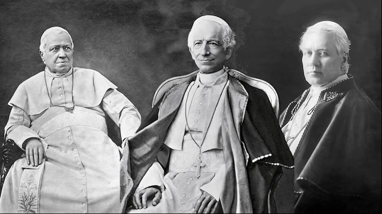 Los papas Pío IX, León XIII y Pío X (Foto: Wikipedia).