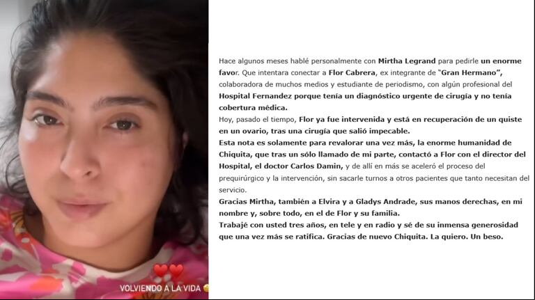 Los posteos de Flor Cabrera y Laura Ubfal sobre el enorme gesto de Mirtha Legrand (Foto: @florcabrerastyle en Instagram / captura LauraUbfal.com).
