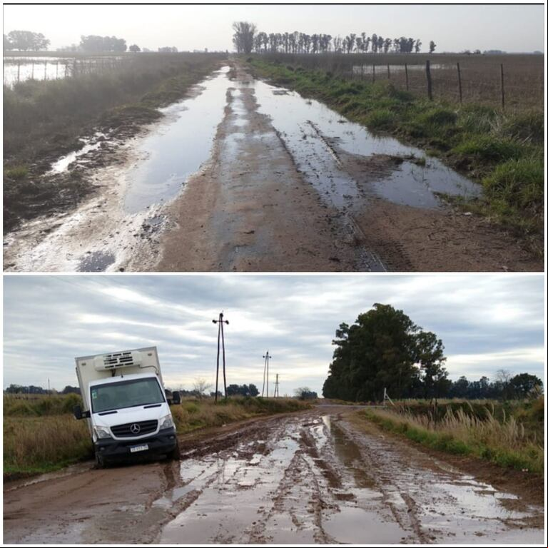 Los productores autoconvocados de Bolívar compartieron imágenes del estado de algunos caminos rurales.