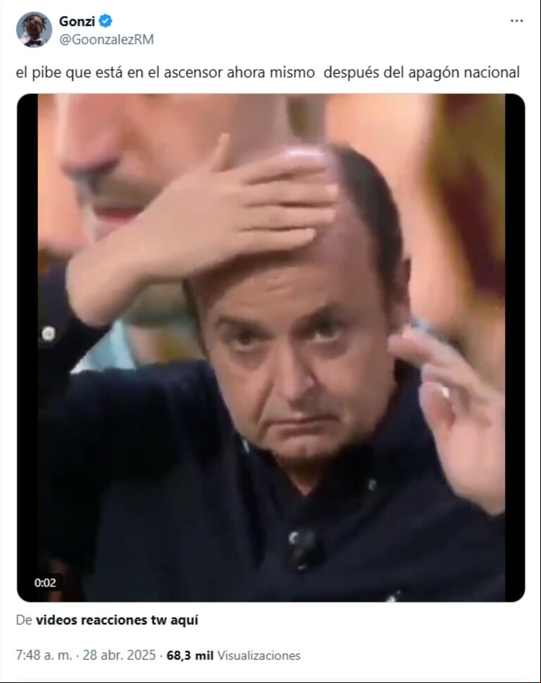 Los s no tardaron en reaccionar al apagón. (Captura: X/@GoonzalezRM)