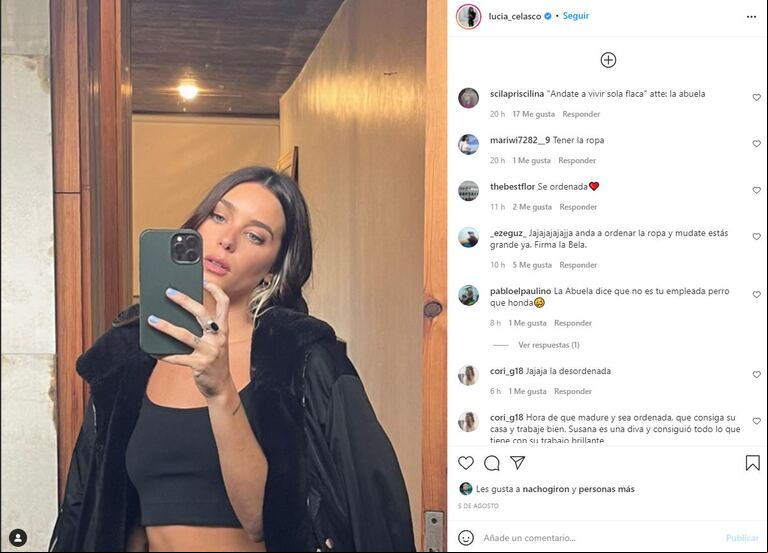 Lucía Celasco fue criticada tras los dichos de Susana. (Foto: Captura)