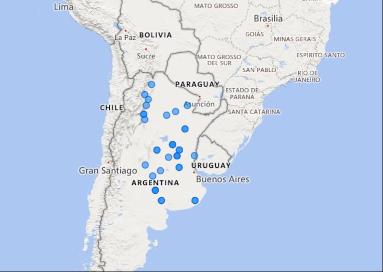Mapa del INTA donde se puede realizar la consulta sobre la plaga. (Foto: Captura de pantalla).