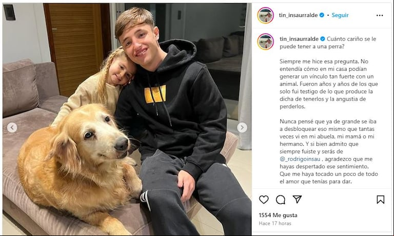 Martín, el hijo mayor de Insaurralde, mostró a Frida junto a Chloe y Bautista. (Foto: Instagram/tin_insaurralde)