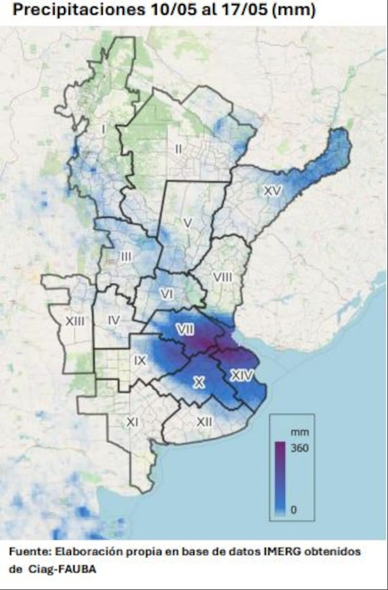 Más de 1,2 millones de hectáreas en riesgo por lluvias en el norte y oeste bonaerense