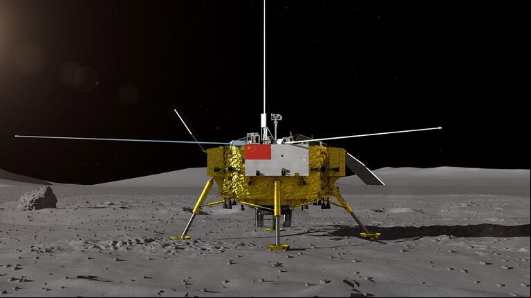 Modelo del Chang'e-4 con el que China se posó en la cara oculta de la luna.
