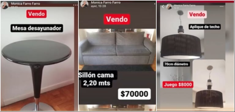 Mónica Farro vende sus cosas en sus estados de WhatsApp. (Foto: Captura América)
