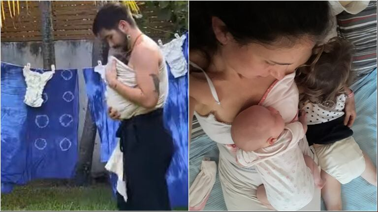 Muchos s de las redes reconocieron los pañales de tela que Camilo y Evaluna usan con Índigo. (Fotos: captura Instagram / @evaluna - Gentileza Leticia López).