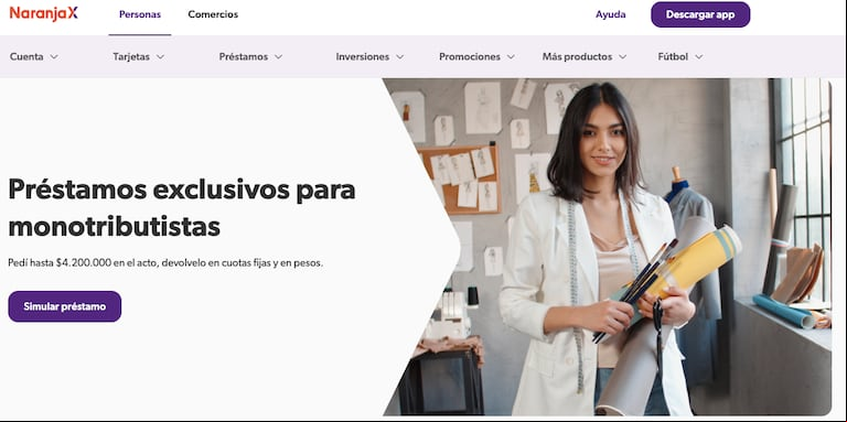 Naranja X tiene una línea exclusiva de crédito para monotributistas (Foto: Naranja X).