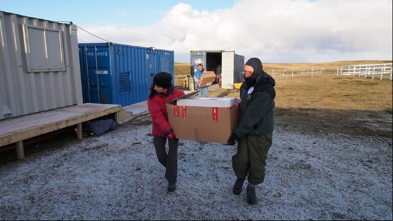 Parte del equipo de la Cruz Roja internacional cuando trabajó en las identificaciones. Foto: Télam