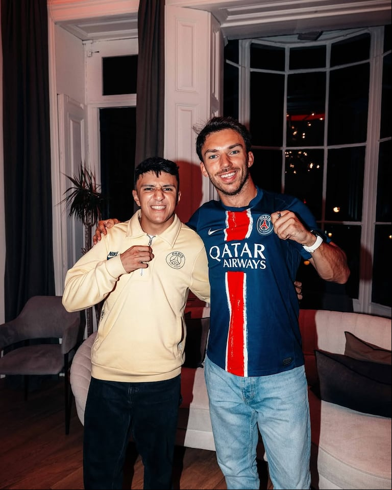 Pierre Gasly e Isack Hadjar festejaron juntos la consagración del PSG. (Foto: Instagram / @pierregasly).