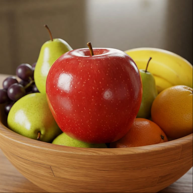 Podés conservar las manzanas en una fuente de madera, en un lugar ventilado. (Foto: Gemini)