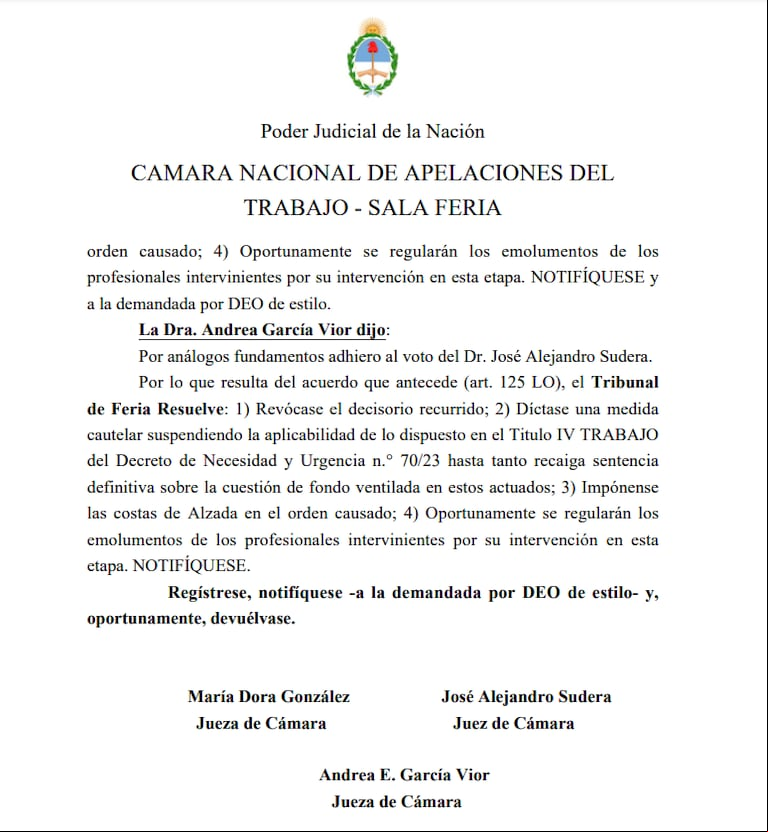 Por mayoría, la Cámara dio lugar a la cautelar presentada ante la Justicia de Trabajo por la CGT. (Foto: TN)