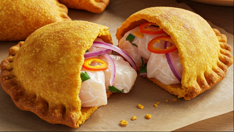 Recet apara empanadas de ceviche, ideal para Semana Santa (Imagen ilustrativa creada con IA).