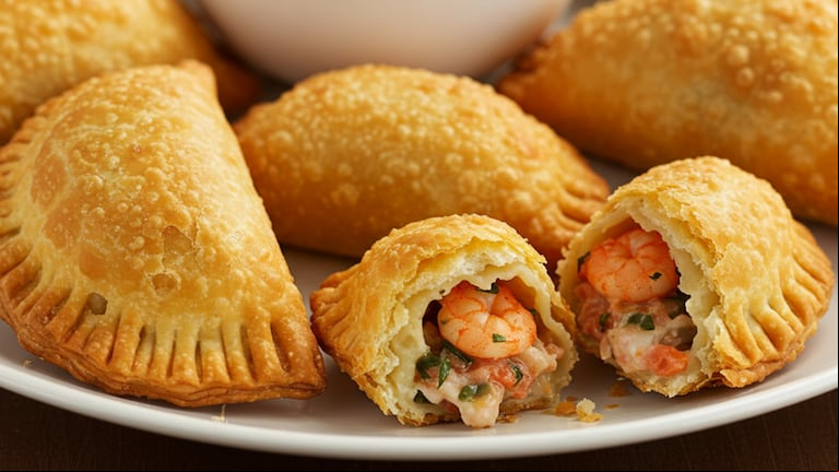 Receta de empanadas de mariscos fritas (Imagen ilustrativa generada con IA - Gemini).