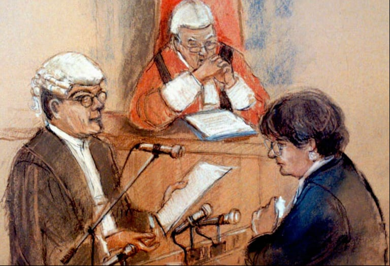Representación ilustrativa del juicio de Rosemary West. (Foto: People)