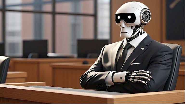 Sancionaron en Estados Unidos al abogado robot con inteligencia artificial por publicidad engañosa. (Imagen: MetaAI)