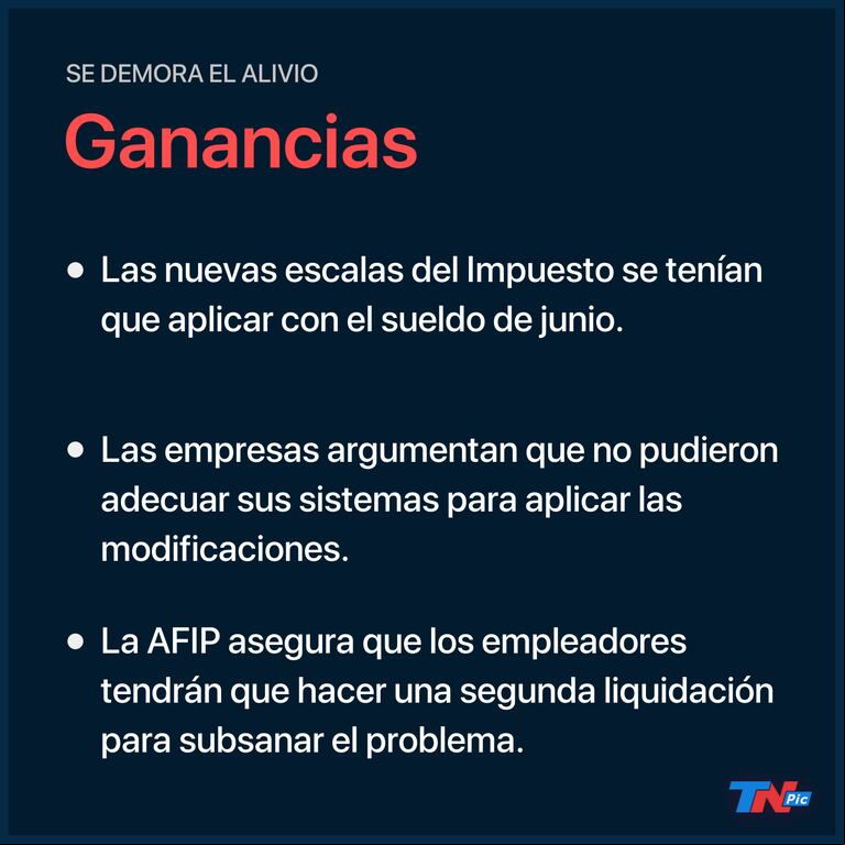 Se demoran los cambios en Ganancias: las grandes empresas no pudieron adaptar el sistema y los sueldos que se cobran en julio sufrirán los descuentos