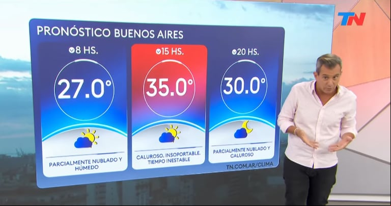 Se espera otra jornada de calor intenso en CABA. (Captura: TN)