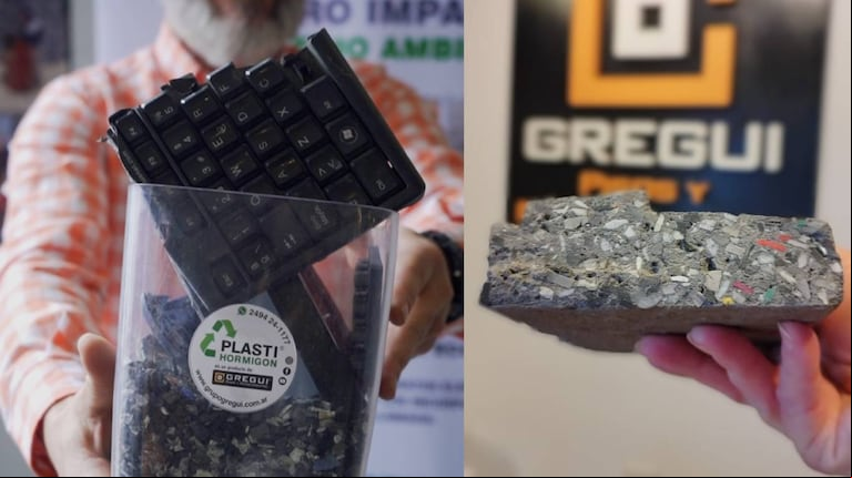 Sebastián Gregui tiene como objetivo alcanzar el 70% de mezcla de plásticos duros en su producción. El desarrollo lo hizo con la UNICEN y de ser una empresa de triple impacto se quiere incorporar a la economía circular (Foto: Gentileza Gregui).
