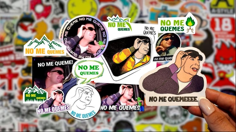 Stickers de "No me quemés" que se comparten por WhatsApp