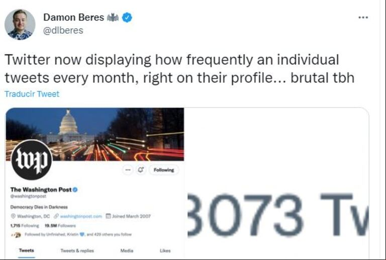 Twitter prueba un intimidante contador de tuits mensuales