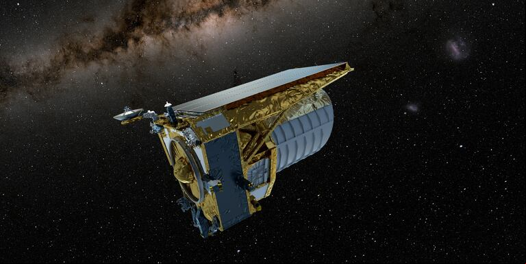 Un concepto artístico muestra el Telescopio Espacial Euclid, construido por la Agencia Espacial Europea (ESA), que fue lanzado por un cohete SpaceX Falcon 9.